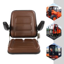 Universal Tractor Seat Adjustable w/Armrest for Kubota Bobcat John Deere Brown