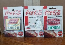 Lot of 3 - Vintage 90's COCA-COLA Magnets in Original Packages (not mint)