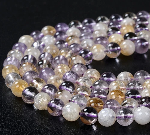 8MM Natural Ametrine Gemstone Grade A Round Loose Beads (D131) - Picture 2 of 3