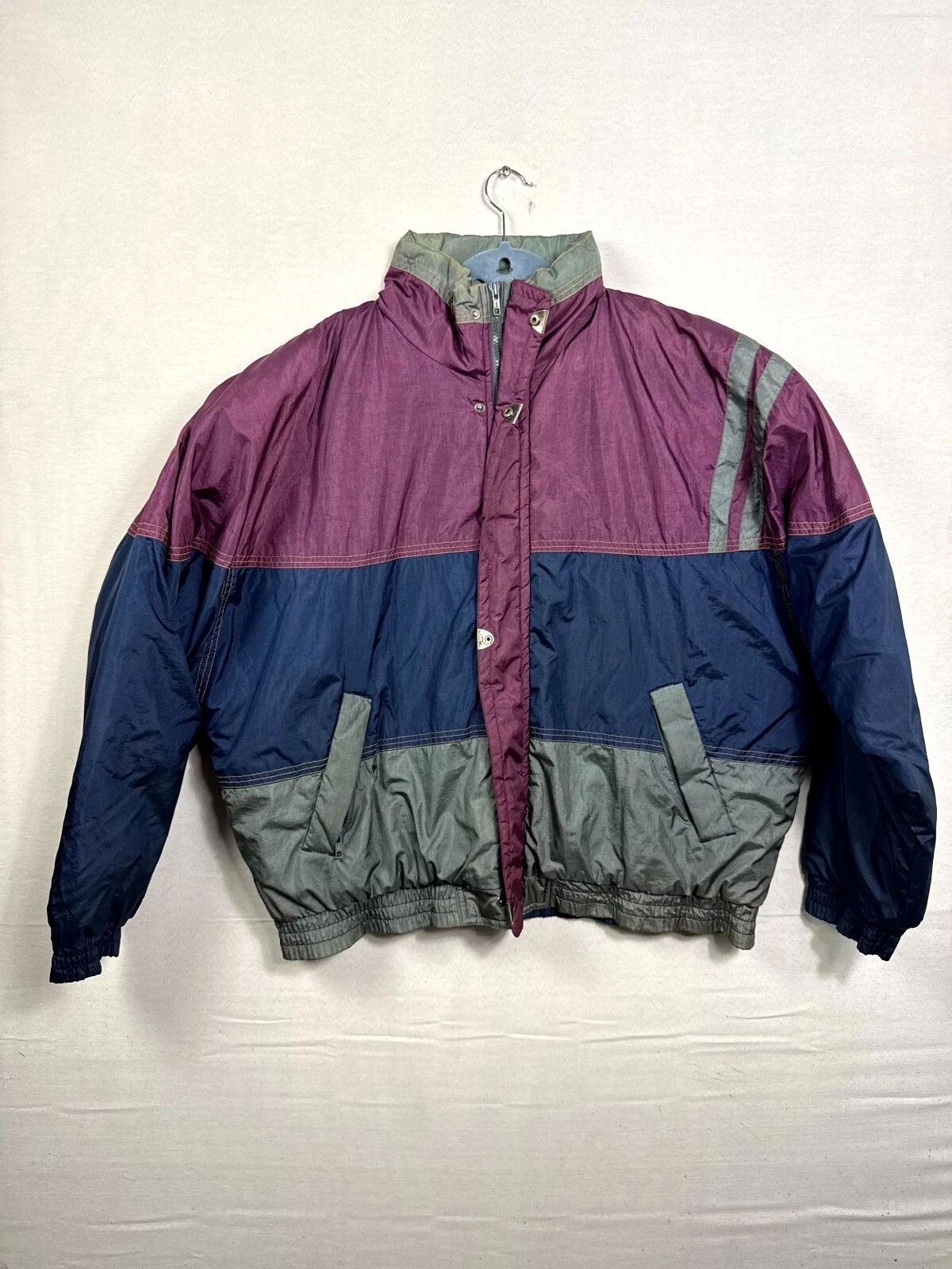 Sport Club Jacket Mens XL Multicolor Colorblock Lined Pockets Mock Neck Full Zip