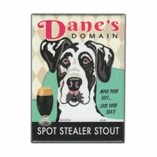 Retro Pets Magnet, Dane's Domain Stout, Great Dane Dog Black/White, 2.5" x 3.5"