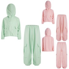 Kids Girls Sweatsuit Vacation Jacket And Trousers 2-Piece Coat With Pants Dance