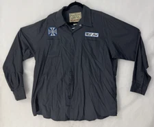 West Coast Chopper Jesse James Work Blue XL Long Sleeve Button Embroidered Y2K
