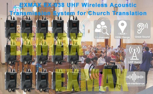 EXMAX EX-938 UHF Wireless Audio Tour Guide Syste for Church Museum Factory 3T30R - Picture 10 of 16