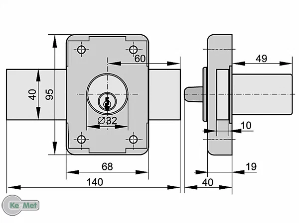 Aufschraubschloss GAMA 140 Zusatzschloss  Kastenschloss Türzusatzschloss Braun - Bild 2 von 2