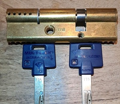 Mul T Schloss Interactive+ Zylinder für Banham Euro Rim Deadlatch Haustürschlösser