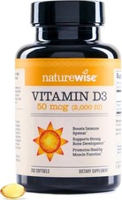 NatureWise Vitamin D3 2000iu 200-Day Supply Softgels 200 ct Immune Muscle Bone
