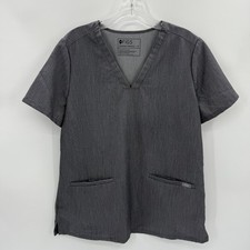 FIGS Womens Casma Three Pocket Scrub Top Size M Grey Short Sleeve FW1100