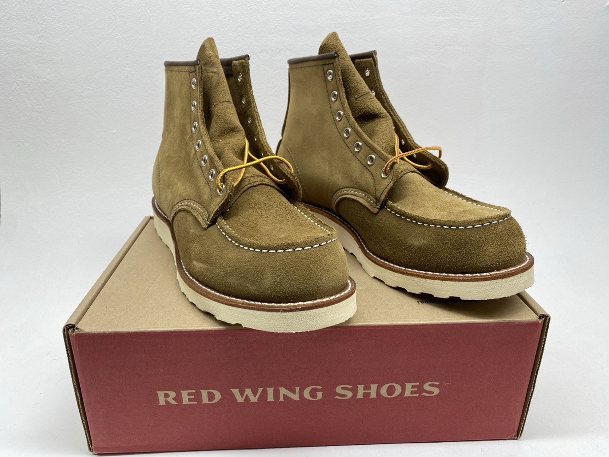 Red Wing Moc Toe Boots (UK 10) Olive Mohave 8881 Heritage Leather