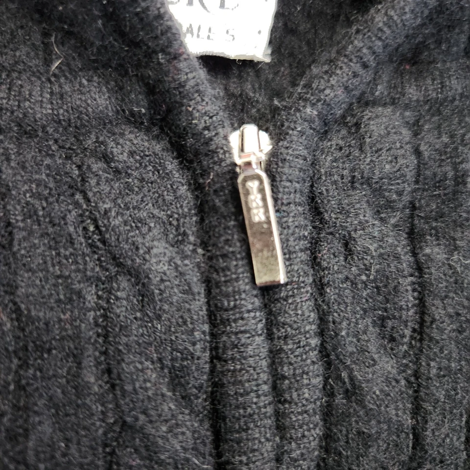 Женский свитер с капюшоном Sutton Studio кашемировый черный вязаный на молнии большой размер - Изображение 3 из 4