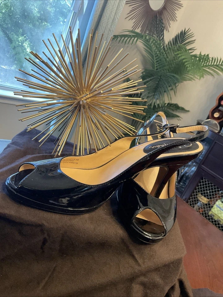 Cole Haan Air Carma слинга назад черный лакированная кожа заглянуть носок насос размер 9 AA - Изображение 2 из 4