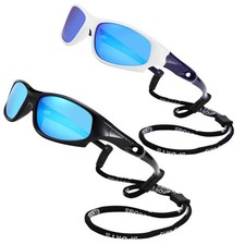 Kids Sports Polarized Sunglasses with Strap 2 Pack Mirrored Glasses Shades fo...