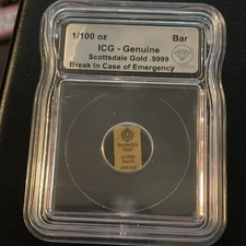 Scottsdale 1/200 oz .9999 Fine Gold Bar Genuine