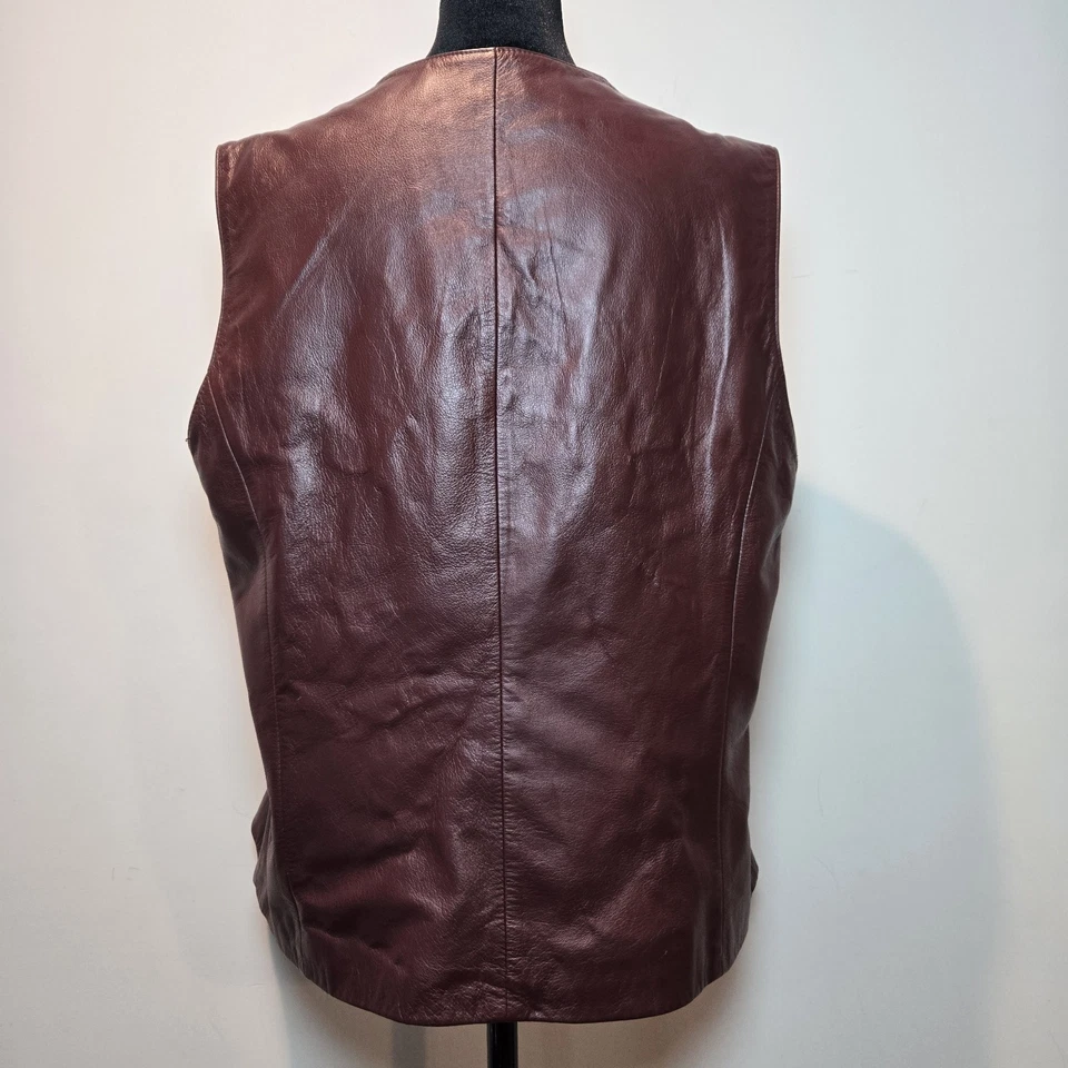 Кожаный жилет Preston & York средний женский бордовый на молнии винтажная верхняя одежда - Изображение 4 из 4