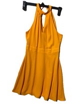 Express Yellow Halter A-Line Dress Chiffon Pleated Short Sleeveless Size 2