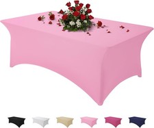 Table Cloth Pink 4FT Spandex Tablecloth for Rectangle Fitted Table Cloths