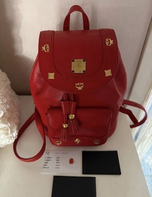 MCM RUCKSACK ROT guter Gebrauchter Zustand Mit Schönen Goldenen Details