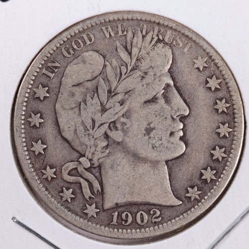 Medio dólar de plata barbero 1902., fino., moneda circulada., tienda #HR066 - Imagen 1 de 2