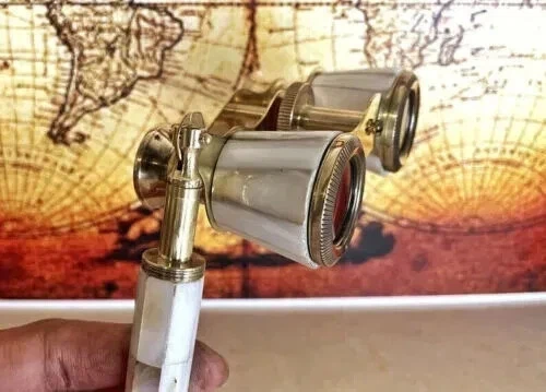 Vintage Brass Opera Glasses Mother of Pearl & Handle Brass Fittings France - Image 3 of 4