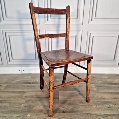 Antique Wooden Bedroom Chair - Kitchen Hall Seat Victorian - For Restoration - Image 1 of 4