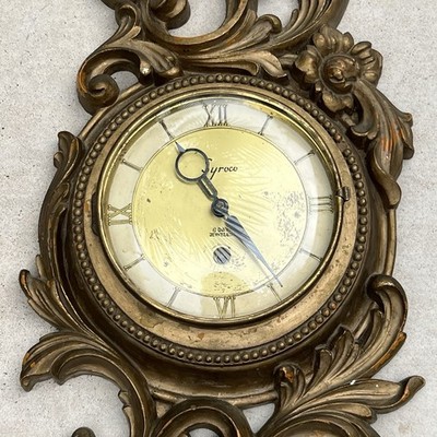 Vintage SYROCO GOLD BAROQUE 8-DAY WALL CLOCK 25