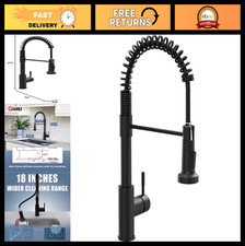 Black Kitchen Faucet with Pull Down Sprayer, Single Handle, RV Farmhouse Sink