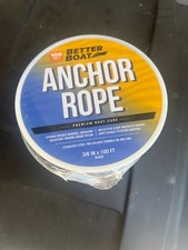 Better Boat Premium Anchor Rope, 100 Ft Double Braided White Nylon Marine Lin...