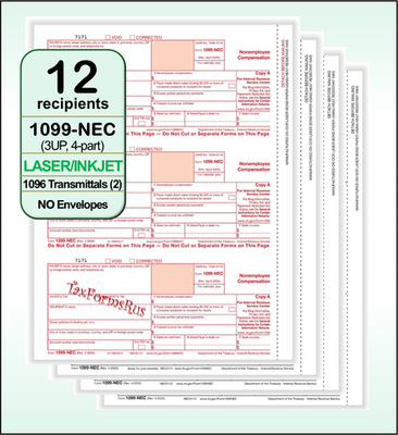 #ad #ad 2025 IRS Tax Form 1099 NEC Laser 12 recipients 2 1096 #N6103 3UP 4pt NO Env $14.90