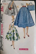 Sewing Pattern Simplicity 4751 Misses Skirt and Bag Size Waist 28