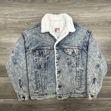 Vintage Levis Denim Jacket Mens Medium Sherpa Lined Acid Wash Trucker 80s USA