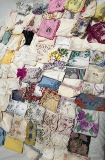 VINTAGE LOT 81 BEAUTIFUL FLORAL HANDKERCHIEFS WONDERFUL ASSORTMENT Hankies