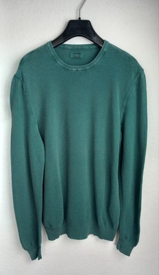 GRAN SASSO Pullover Herren Grün Baumwolle Used Style Langarm Rundhals 48/50