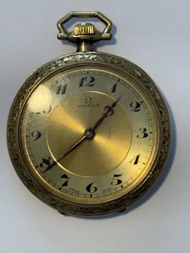 Antique 1916 Omega Pocket Watch 14K Gold Filled Case NOT RUNNING Parts Or Repair