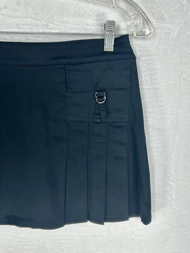 Bebe Y2K Mujer XS Micro Mini Falda Plisada Negra Con Bolsillos Delanteros Hebilla Años 90 Foto 4 de 4