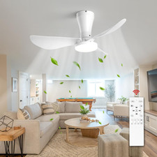 Ceiling Fan with Light and Remote,32 Inch White Dimmable Noiseless Reversible DC
