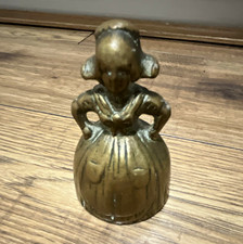 Brass Bell Lady Figurine in Dress and Hat with Internal Clapper