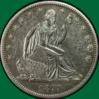 1877-S Seated Liberty Half Dollar Almost Uncirculated AU Coin Old Cleaning 37564