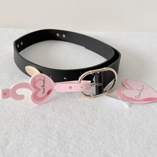 True Love Black Studded Belt Gold Oval Buckle Size S NWT