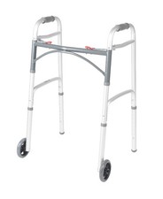 Drive Medical Deluxe Folding Walker with Wheels, U-Shaped , Adjustable Height