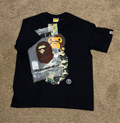 A Bathing Ape Baby Milo Graphic Logo Cotton Jersey Crew Tee Black Men's L