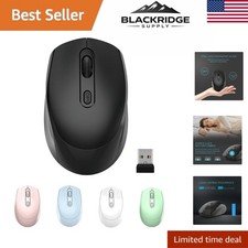 Wireless Silent Mouse - 2.4G USB Receiver, Ambidextrous Design, 1600 DPI Black