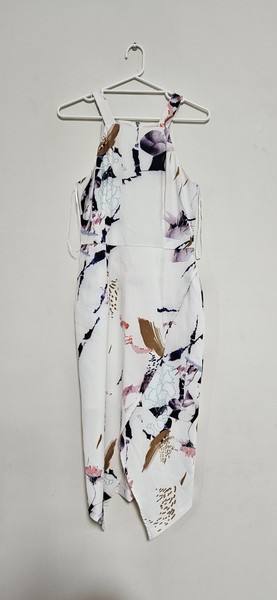 Cooper St White Floral Shift Dress Size 12 Sleeveless High Neck Midi