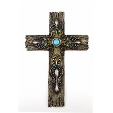 Comfy Hour Faith and Hope Collection 12" Wood Wall Hung Classic Cross, Stone