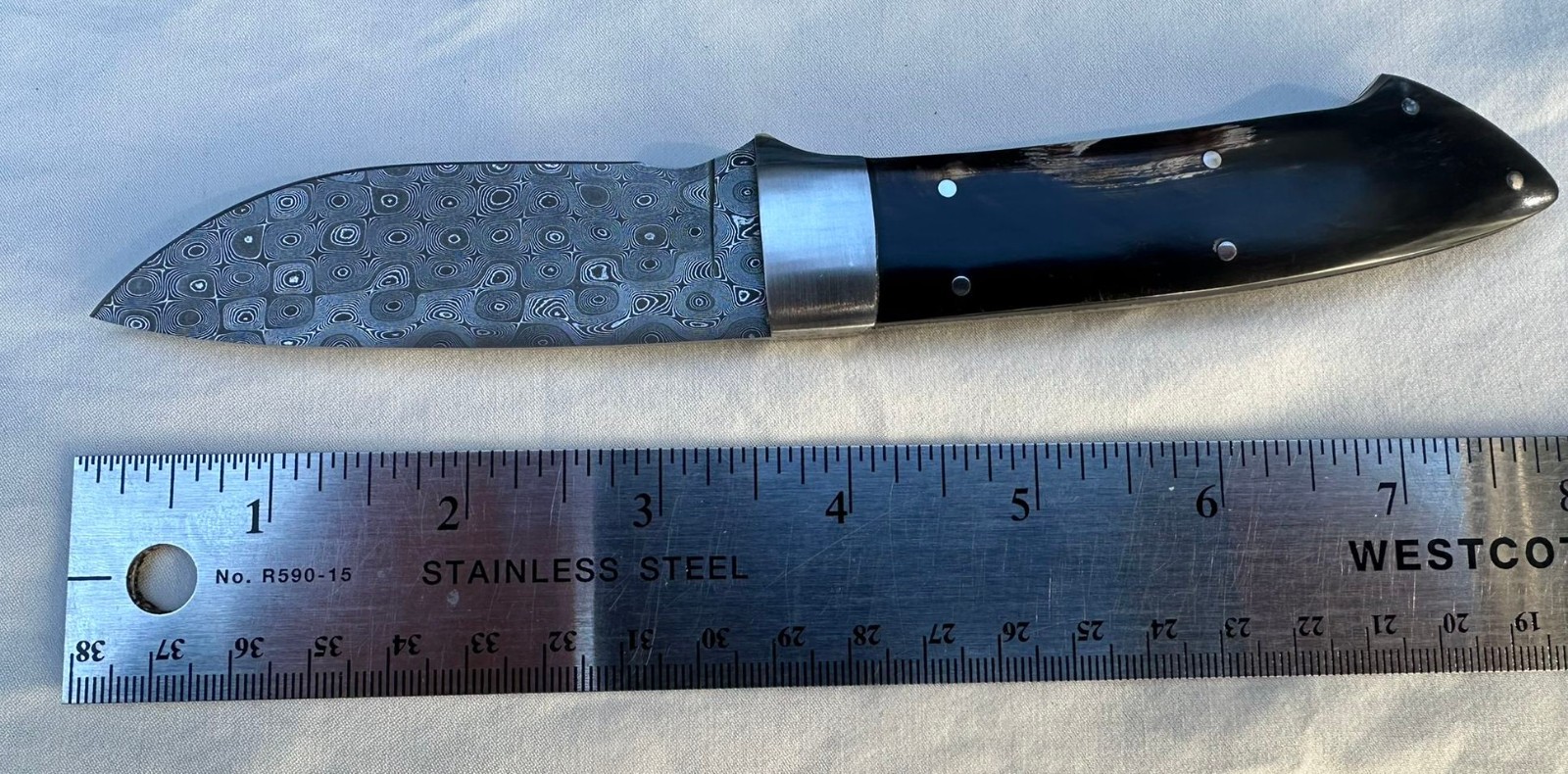 Stamascus N/V Raindrop Pattern Damascus Steel Knife - Famous Maker