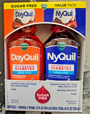 VICKS DayQuil & NyQuil Sugar Free Cold & Flu Relief Medicine Co-Pack 12oz 2 Pack