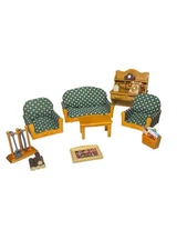Calico Critters Upholstered Green Couch ChaIrs Phone Pictures magazine Rack