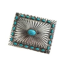 Western Turquoise Stone Concho Belt Buckle