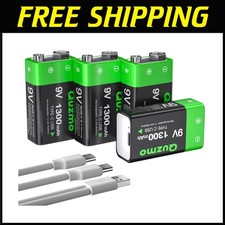 9V USB-C Rechargeable Batteries, 4-Pack Long Lasting 1300mAh