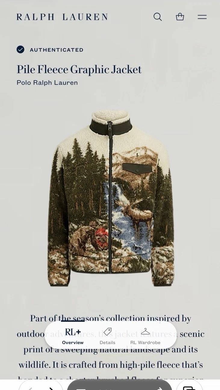 Polo Ralph Lauren High Pile Fleece Sportsman Country Scenic Wildlife Jacket XS image 4