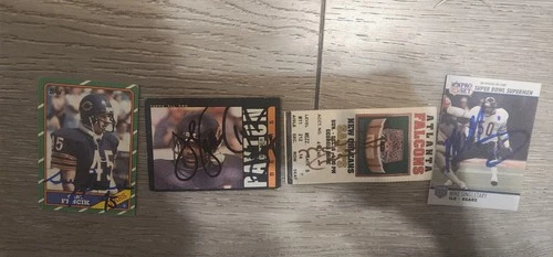 Walter Payton Ditka Fencik Singletary Bears SBXX Signed NFL Ticket Stub Cards